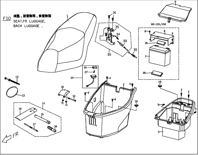 Genuine Blur Seat, Front Luggage, Back Luggage